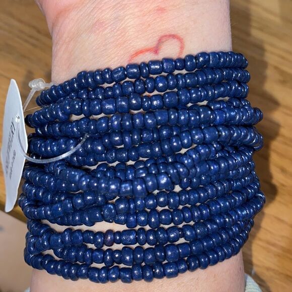 NWT Electric Boho Blue Multilayered Elastic Bracelet - Picture 3 of 5